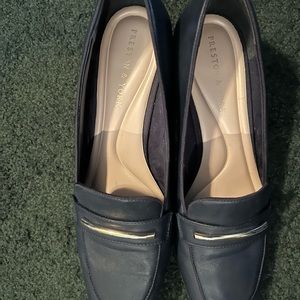 Ladies wedge blue dress shoes